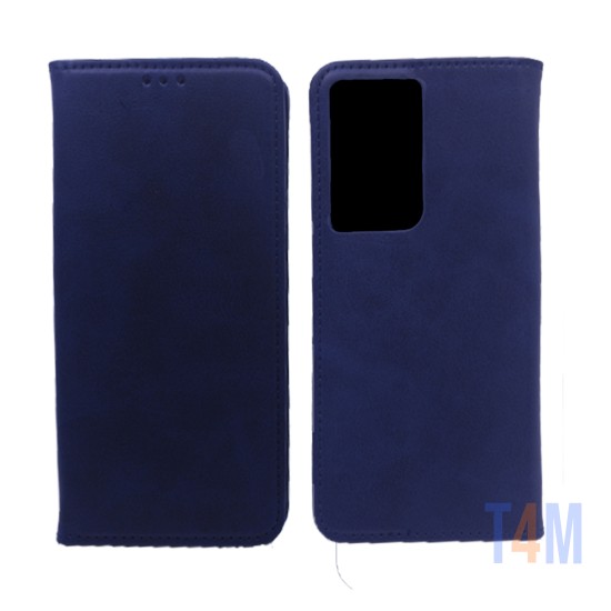 FUNDA ABATIBLE DE CUERO CON BOLSILLO INTERNO PARA SAMSUNG GALAXY S21 ULTRA AZUL